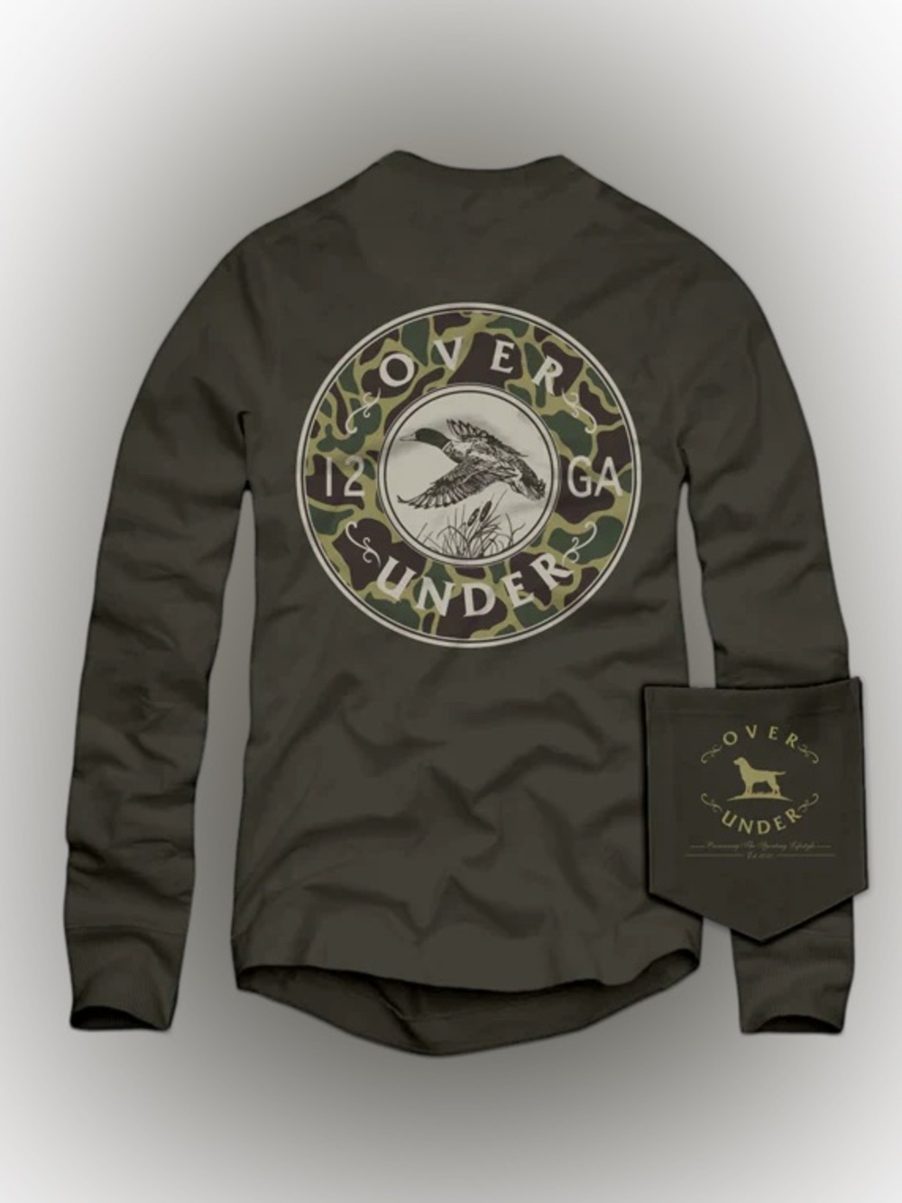 Over Under Mallard Shoot II Longsleeve pocket T-shirt. —LIKE NEW - 2XL
